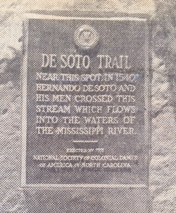 photo from a newspaper clipping about the unveiling of the de Soto marker 