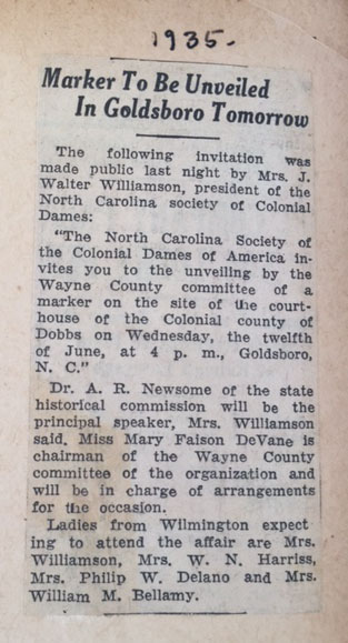 newspaper clipping regarding Wyane County marker