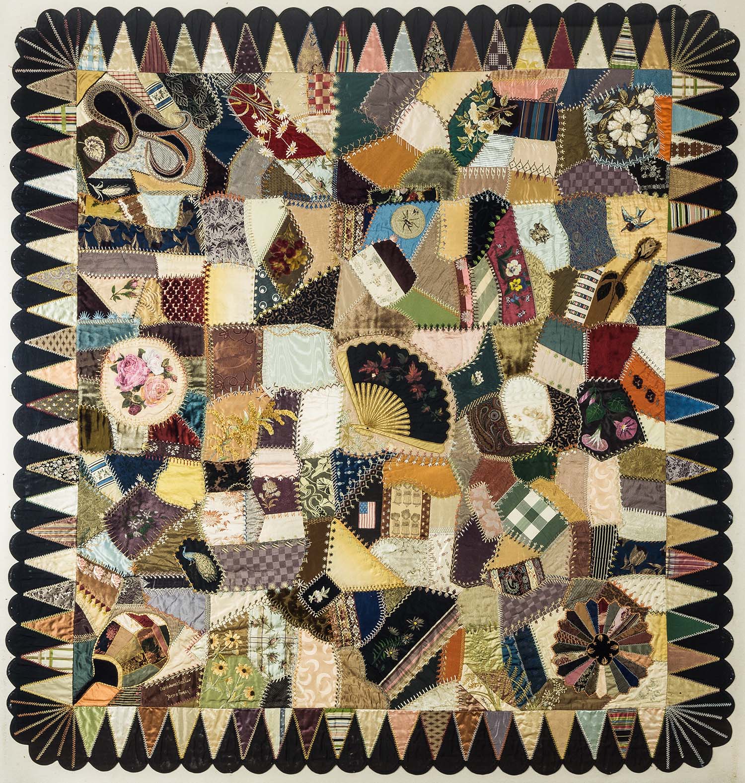 photo of crazy quilt from Burgwin-Wright House collection
